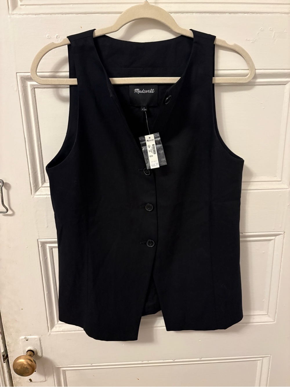 NWT Madewell Crewneck Cutaway Vest in Drapey Twill, size 6